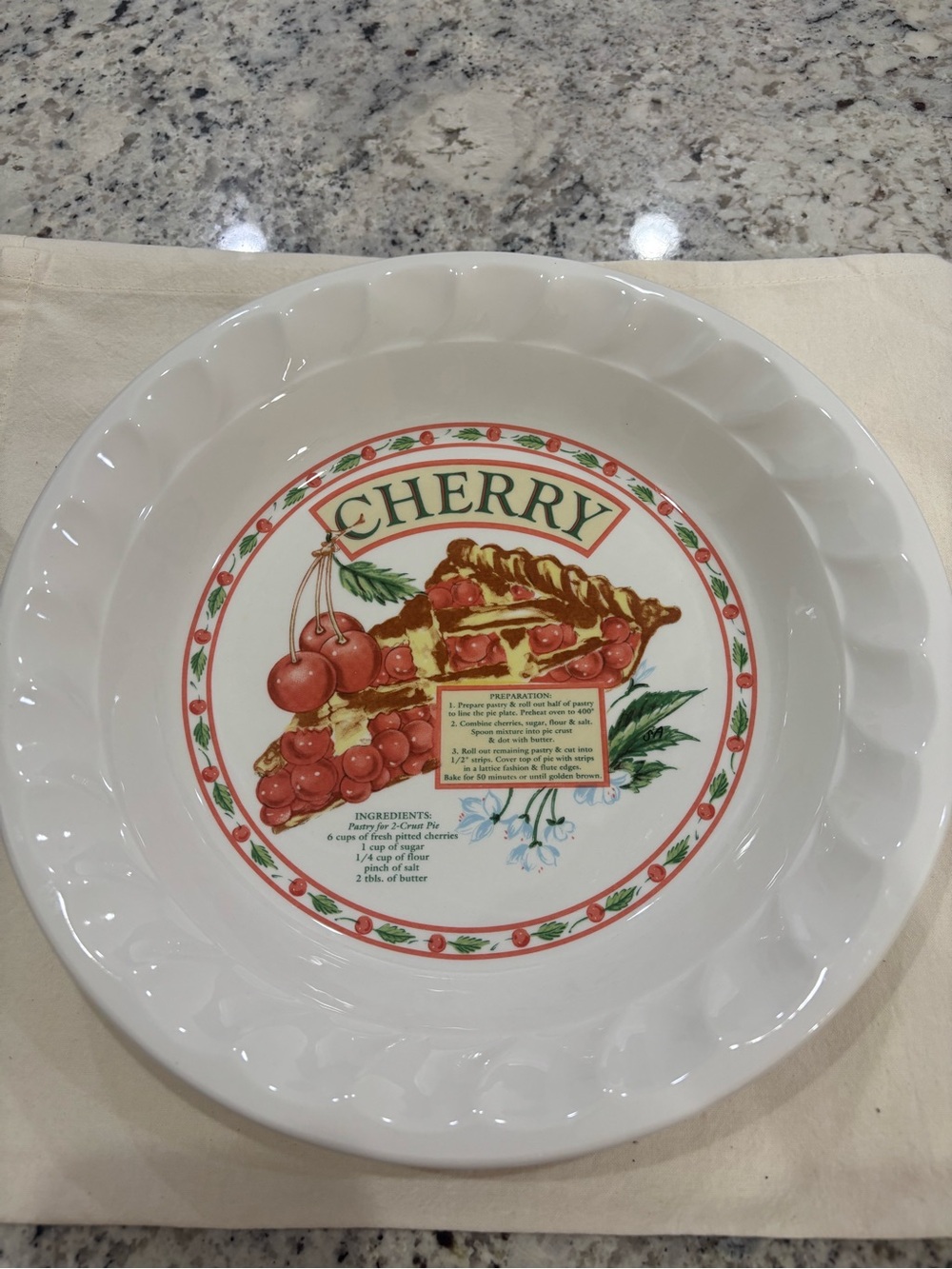 Cherry Dessert Pie Decorative Plate - Cherry Design Himark